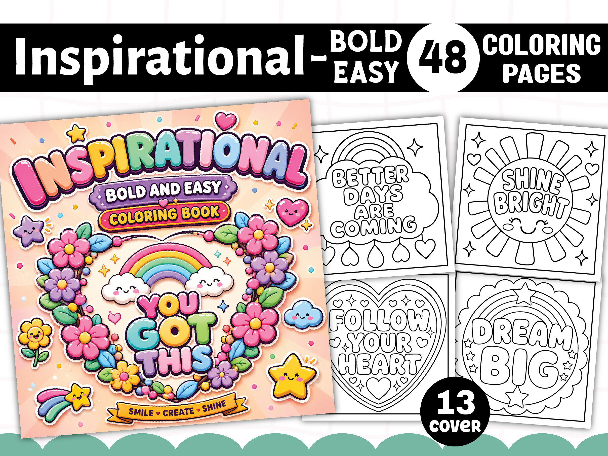 Inspirational Bold & Easy Coloring Book