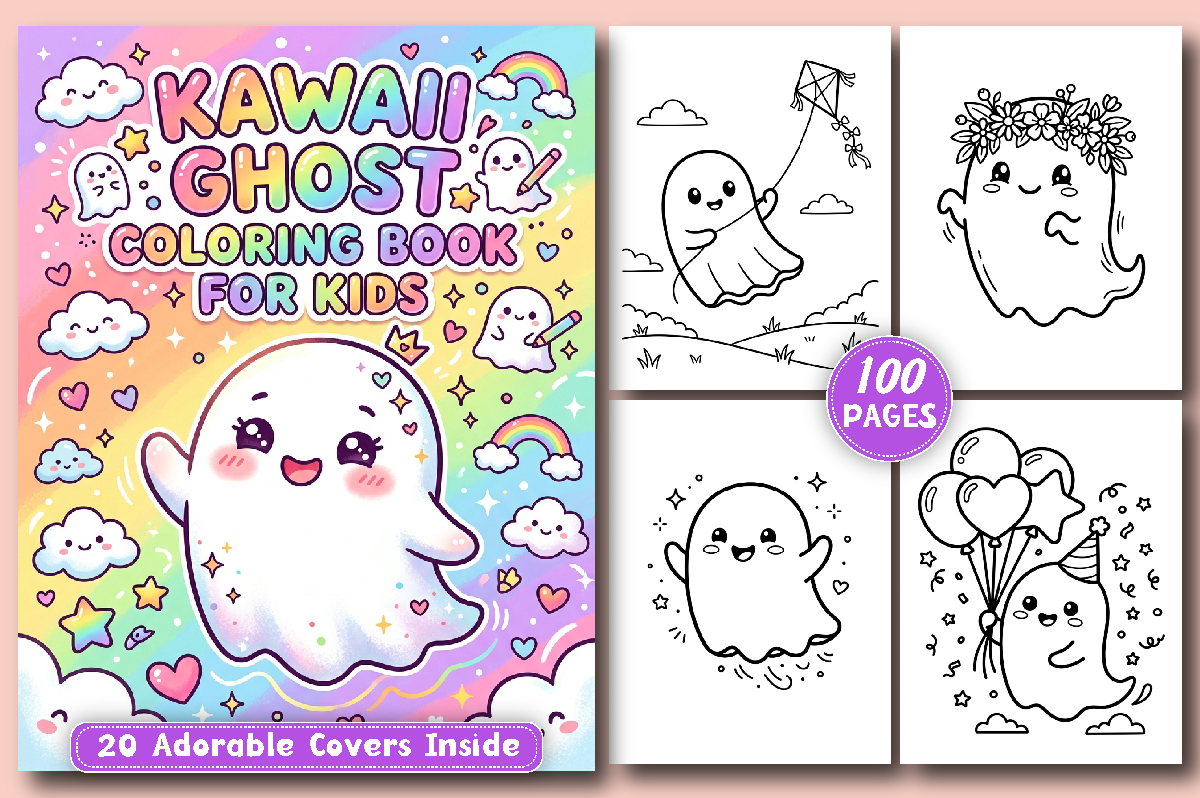Kawaii Ghost Coloring Book for Kids