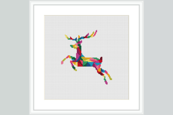 Leaping Reindeer Cross Stitch Pattern