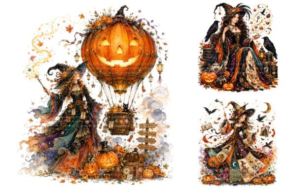Magical Halloween Witch Pumpkin Art Pack