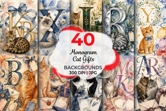 Monogram Cat Gifts Backgrounds