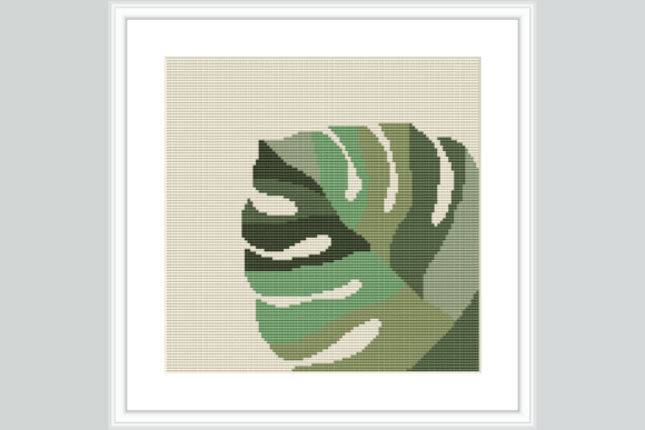 Monstera Leaf Cross Stitch Pattern