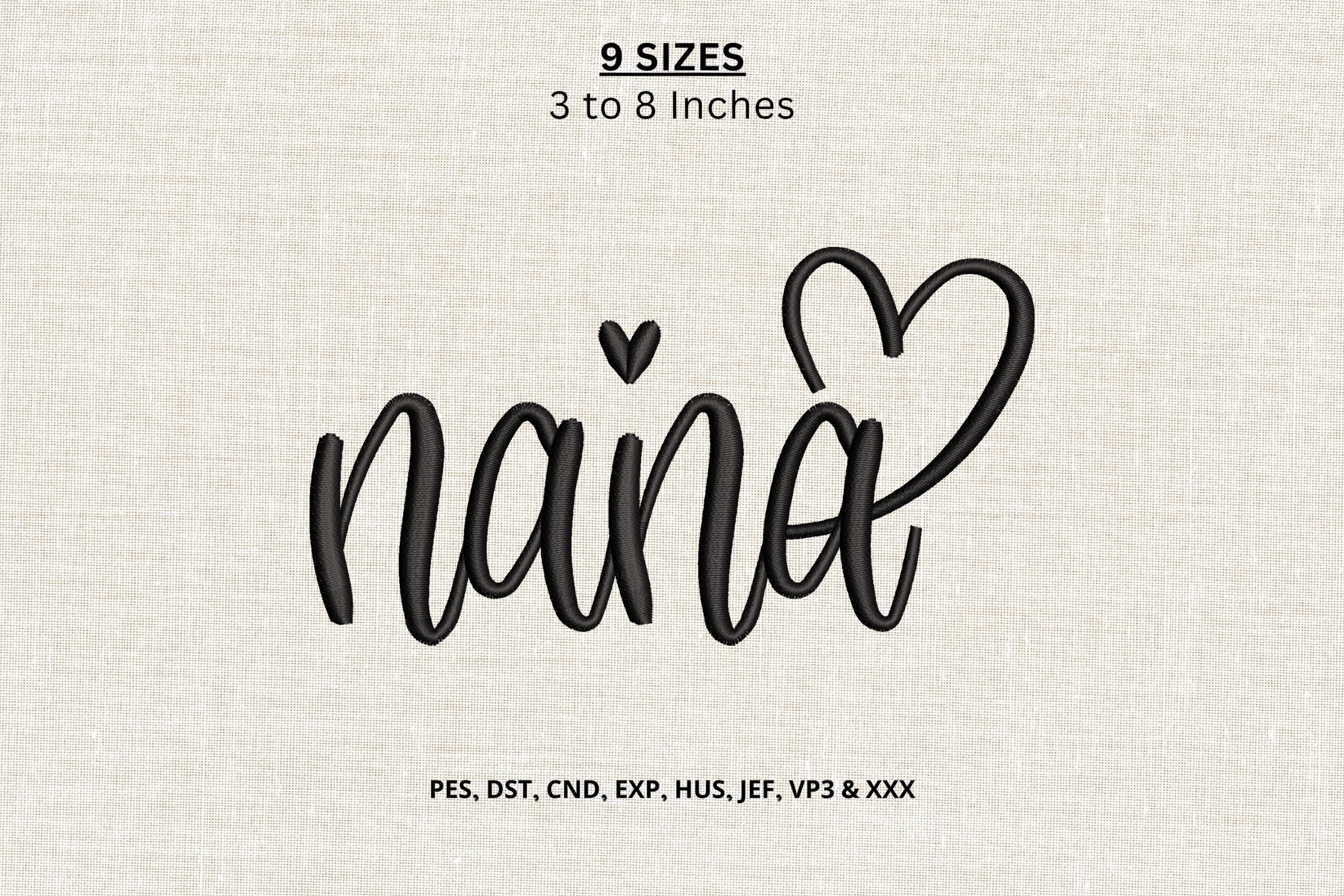 Nana Heart Machine Embroidery Design CND