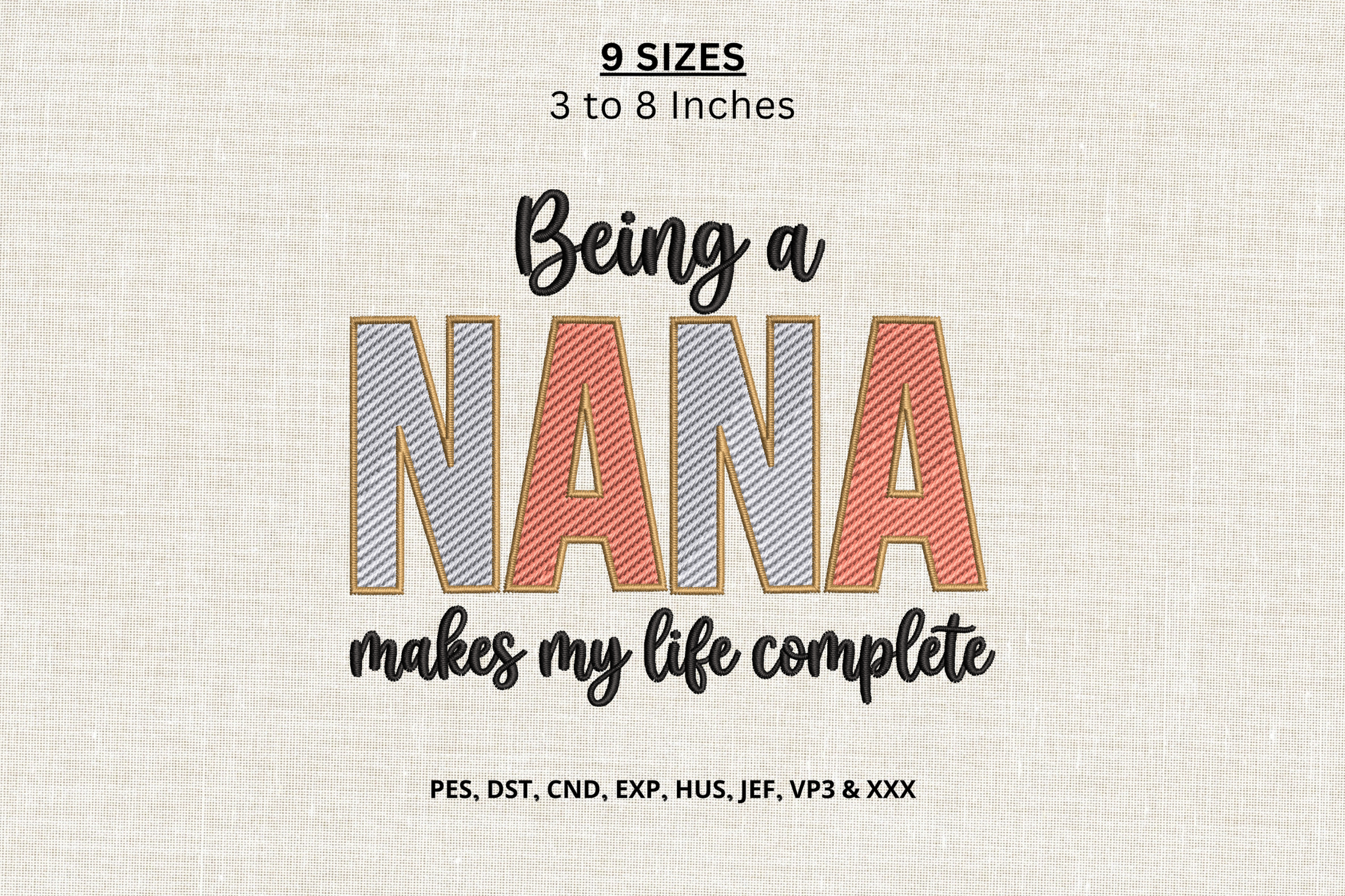 Nana Quote Embroidery File, Grandma Gift