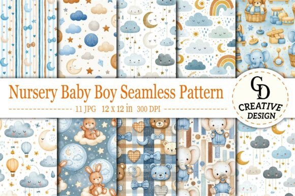 Nursery Baby Boy Seamless Pattern
