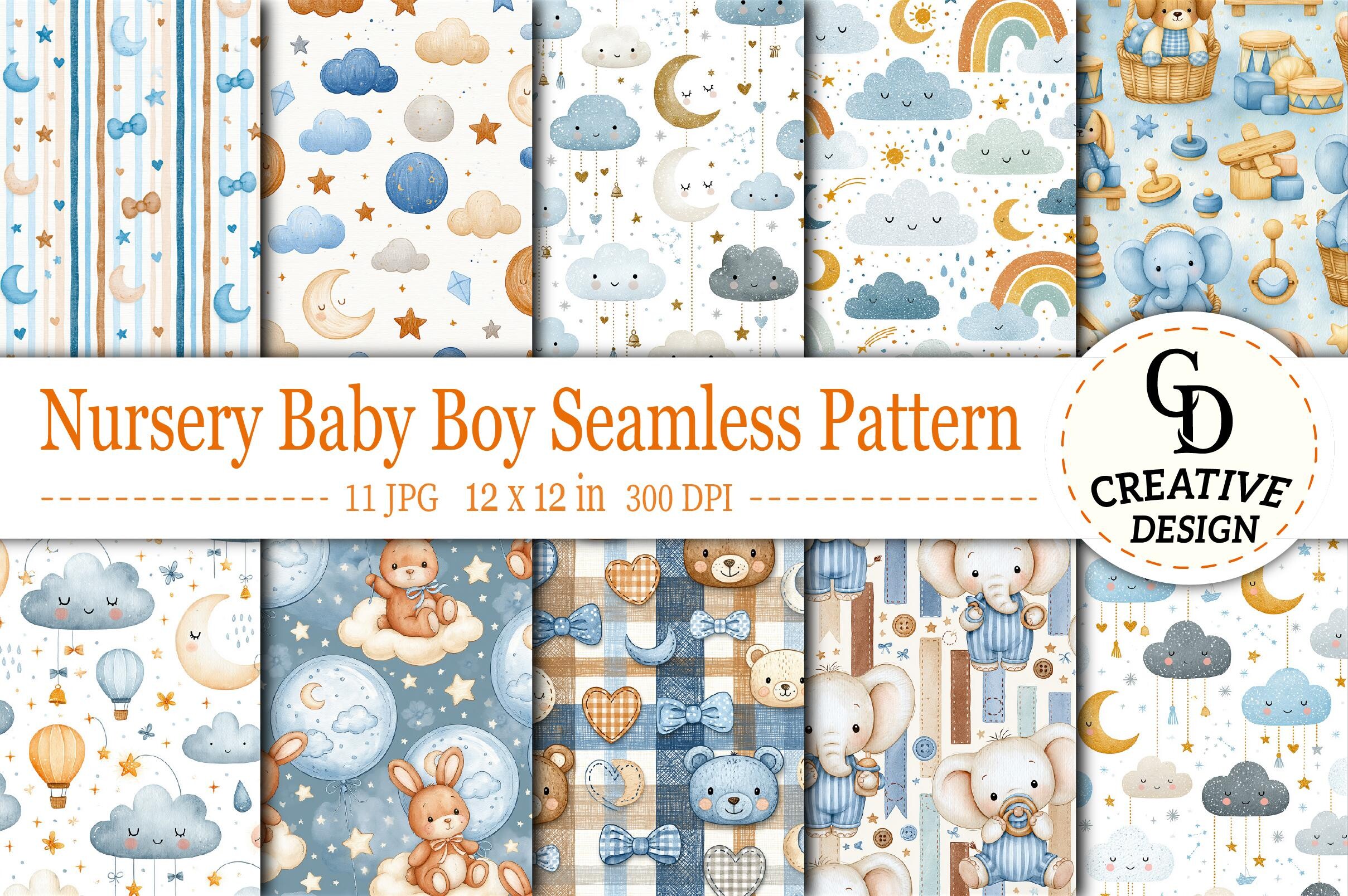 Nursery Baby Boy Seamless Pattern