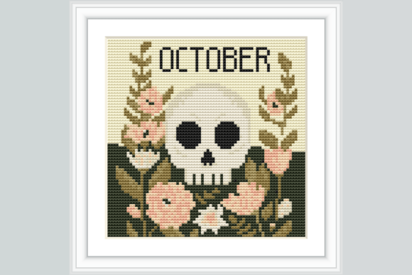 October Skull Cross Stitch Pattern