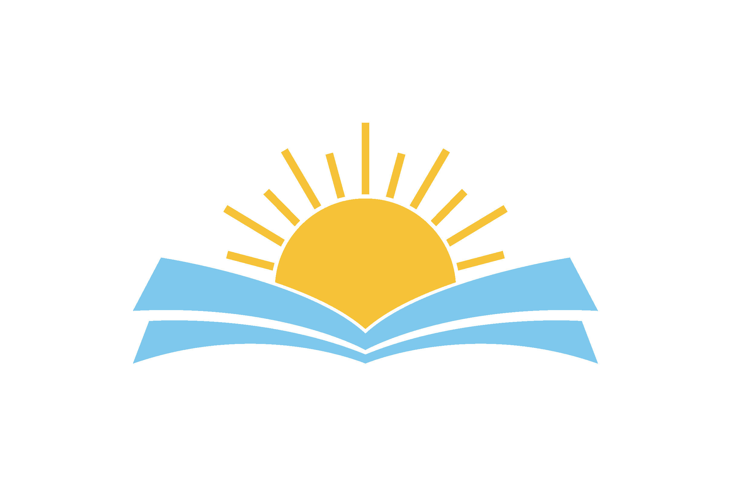 Open Book with Rising Sun Logo Design