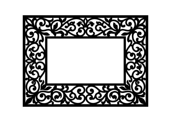 Ornate Floral Rectangle Frame SVG
