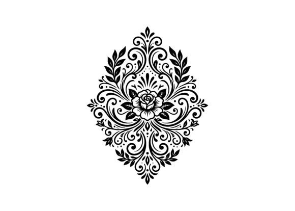 Ornate Rose Floral Ornament SVG