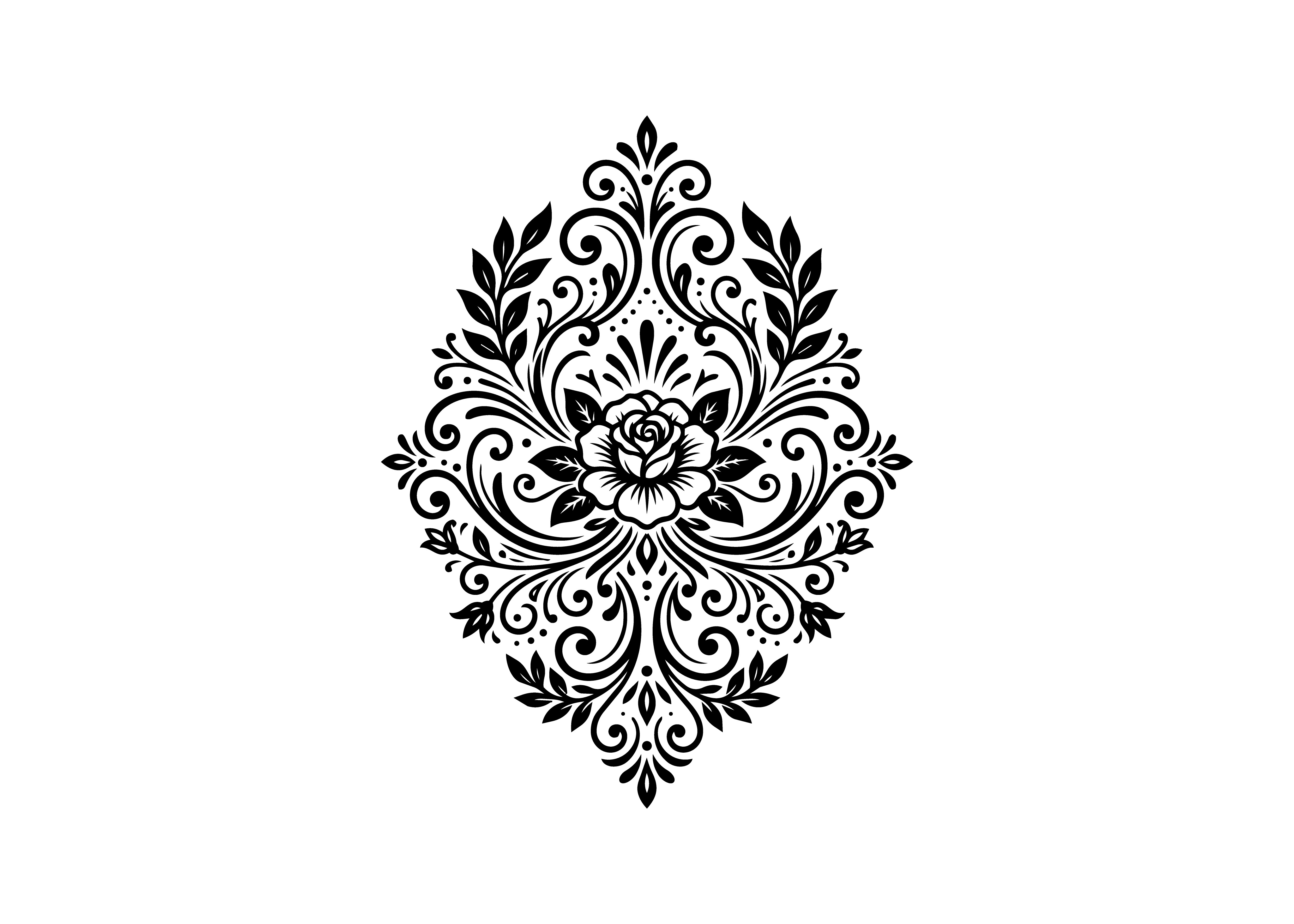 Ornate Rose Floral Ornament SVG