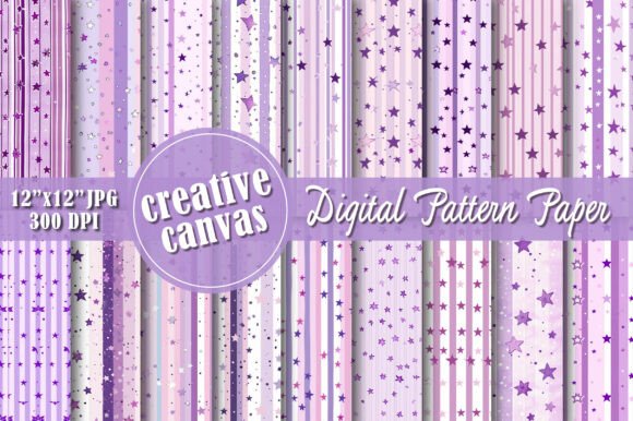 Purple Star Stripes Seamless Patterns