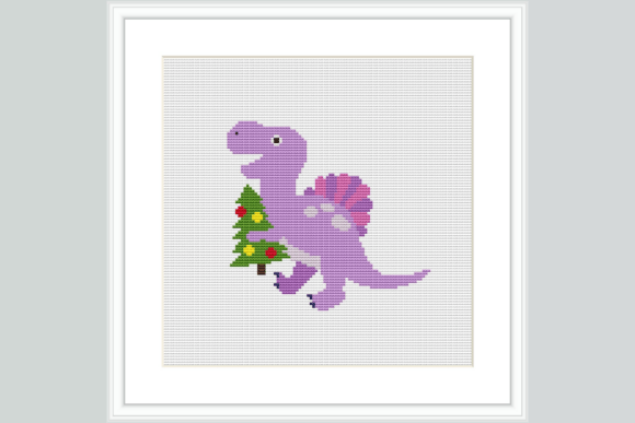 Purple Tree Dino Cross Stitch Pattern