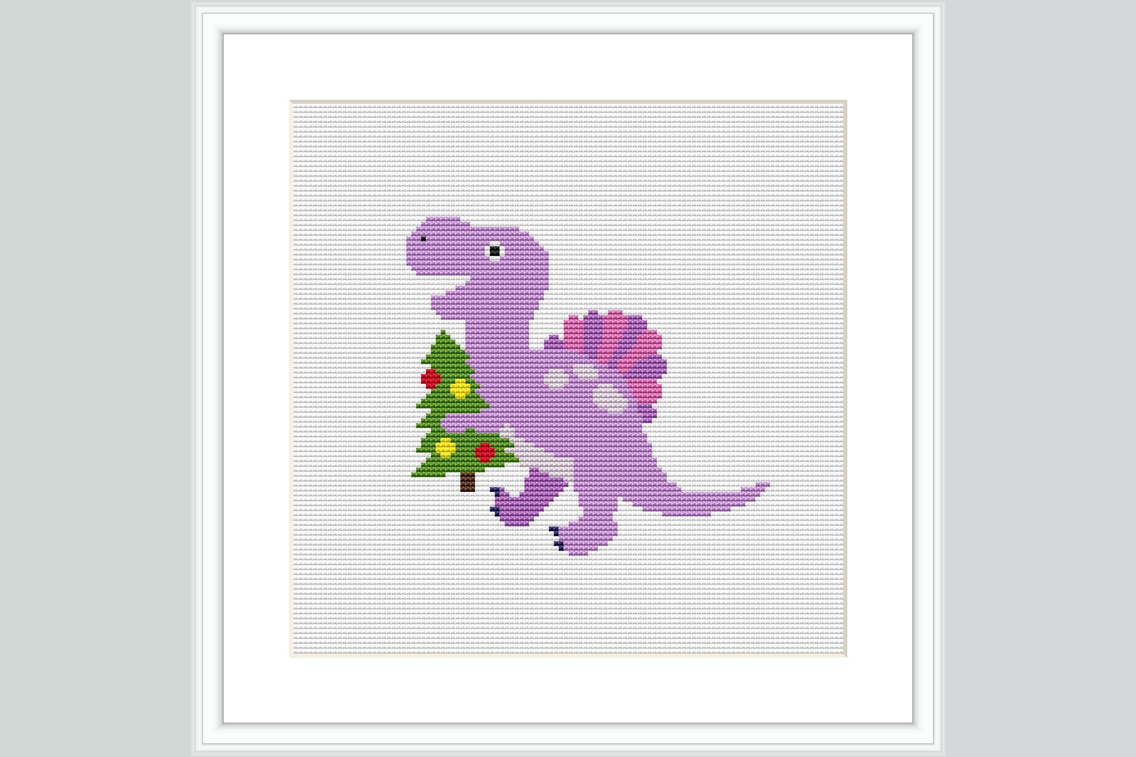 Purple Tree Dino Cross Stitch Pattern