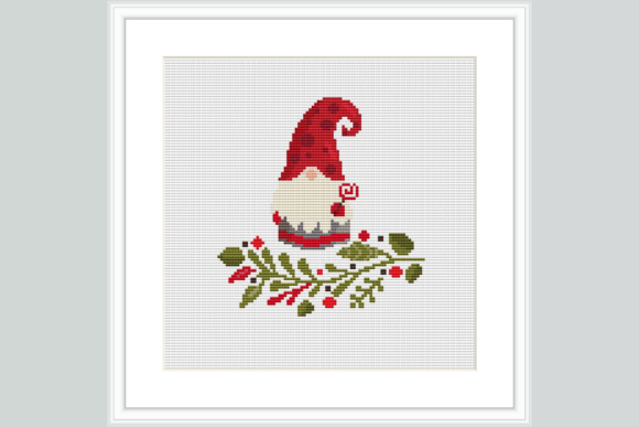 Red Gnome Cross Stitch Pattern