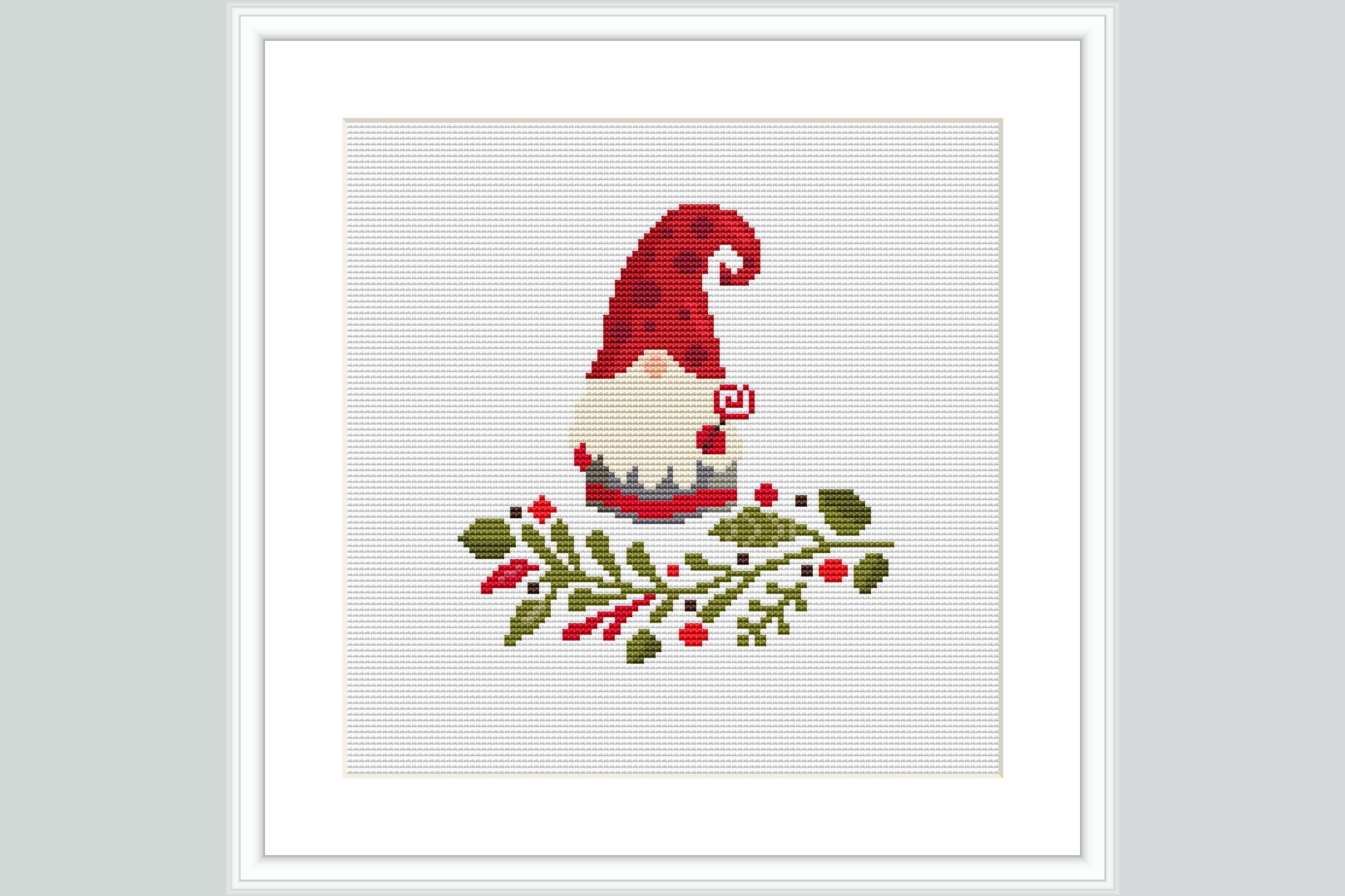 Red Gnome Cross Stitch Pattern