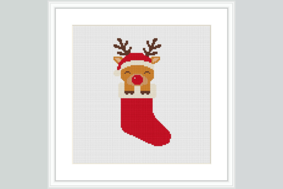 Reindeer Stocking Cross Stitch Pattern