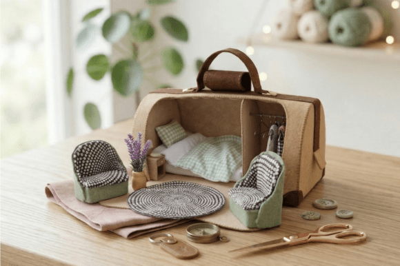 Retro Suitcase Dollhouse Sewing Pattern