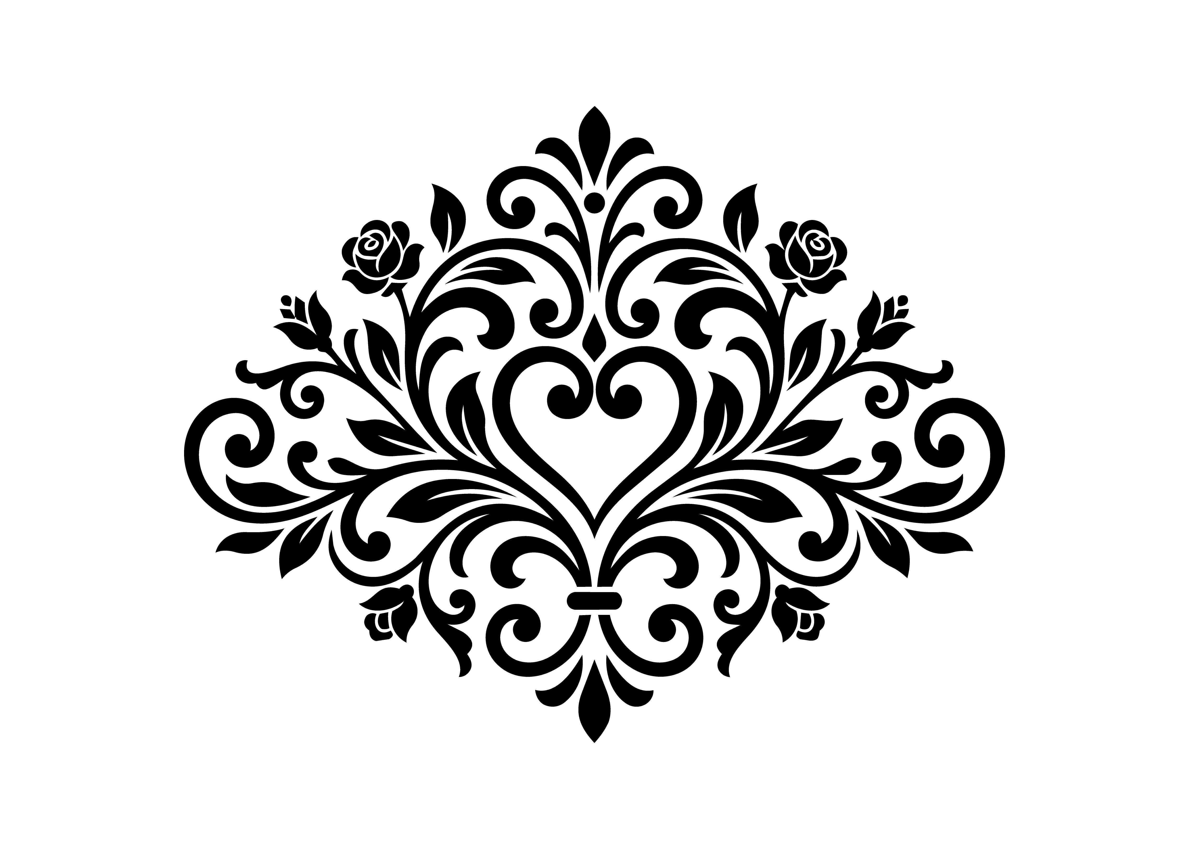 Romantic Heart Rose Flourish SVG
