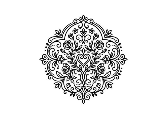 Romantic Rose Heart Ornament SVG