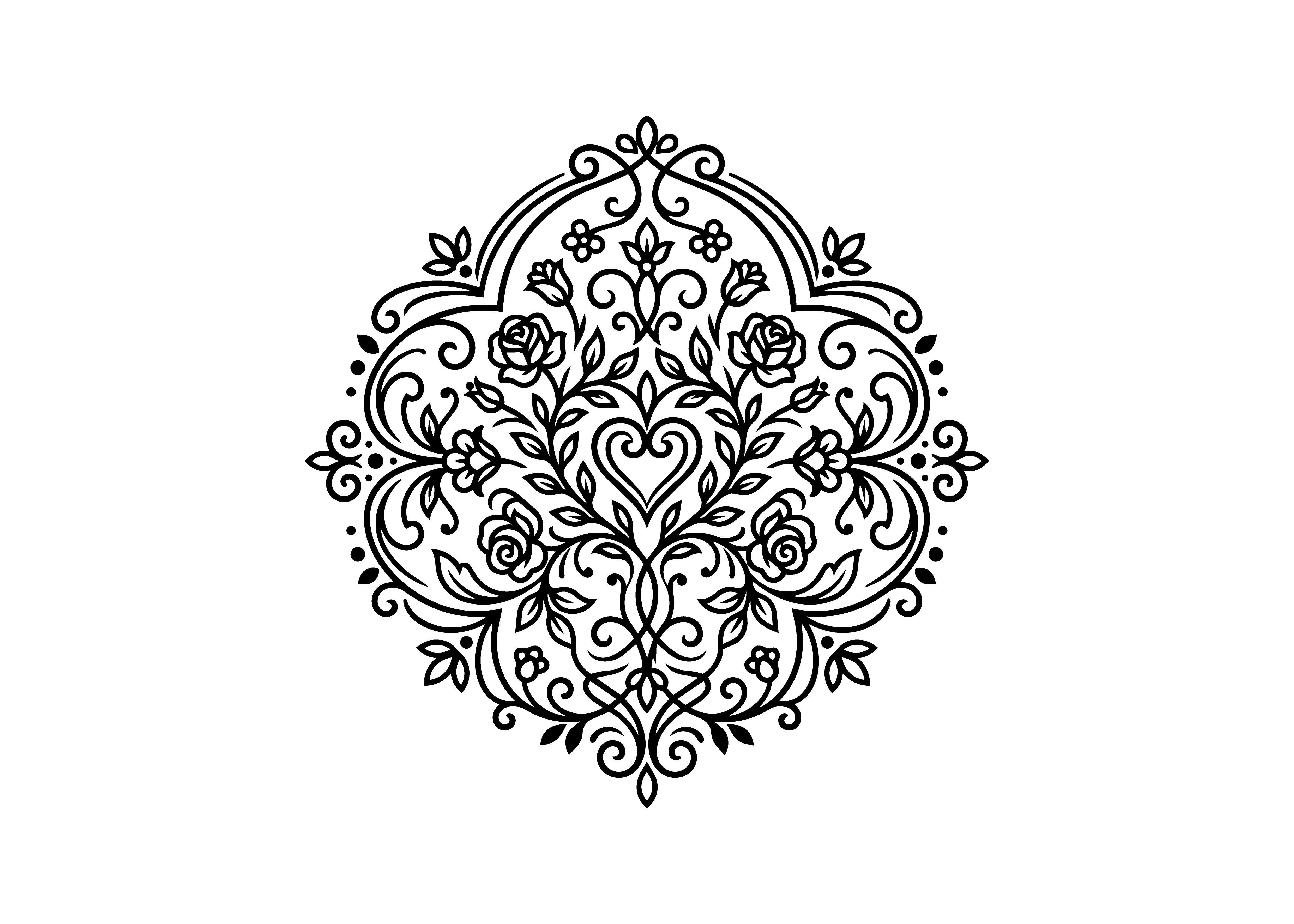 Romantic Rose Heart Ornament SVG