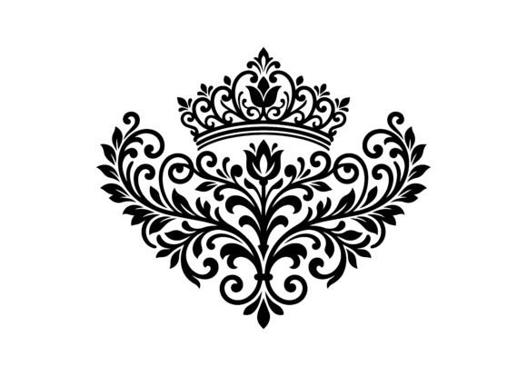 Royal Crown Floral Ornament SVG