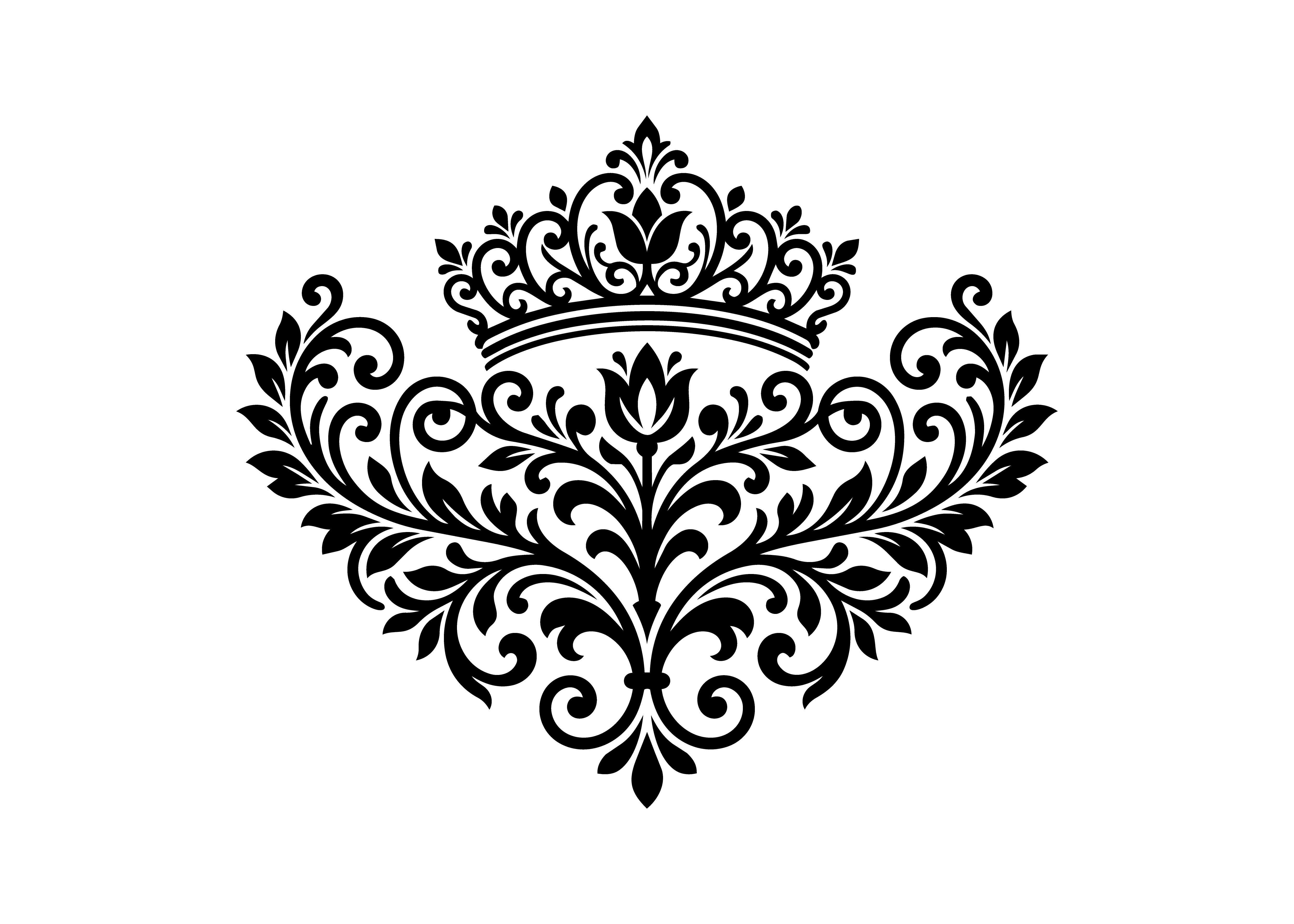 Royal Crown Floral Ornament SVG