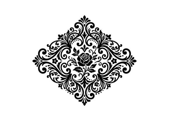 Royal Rose Filigree Ornament SVG