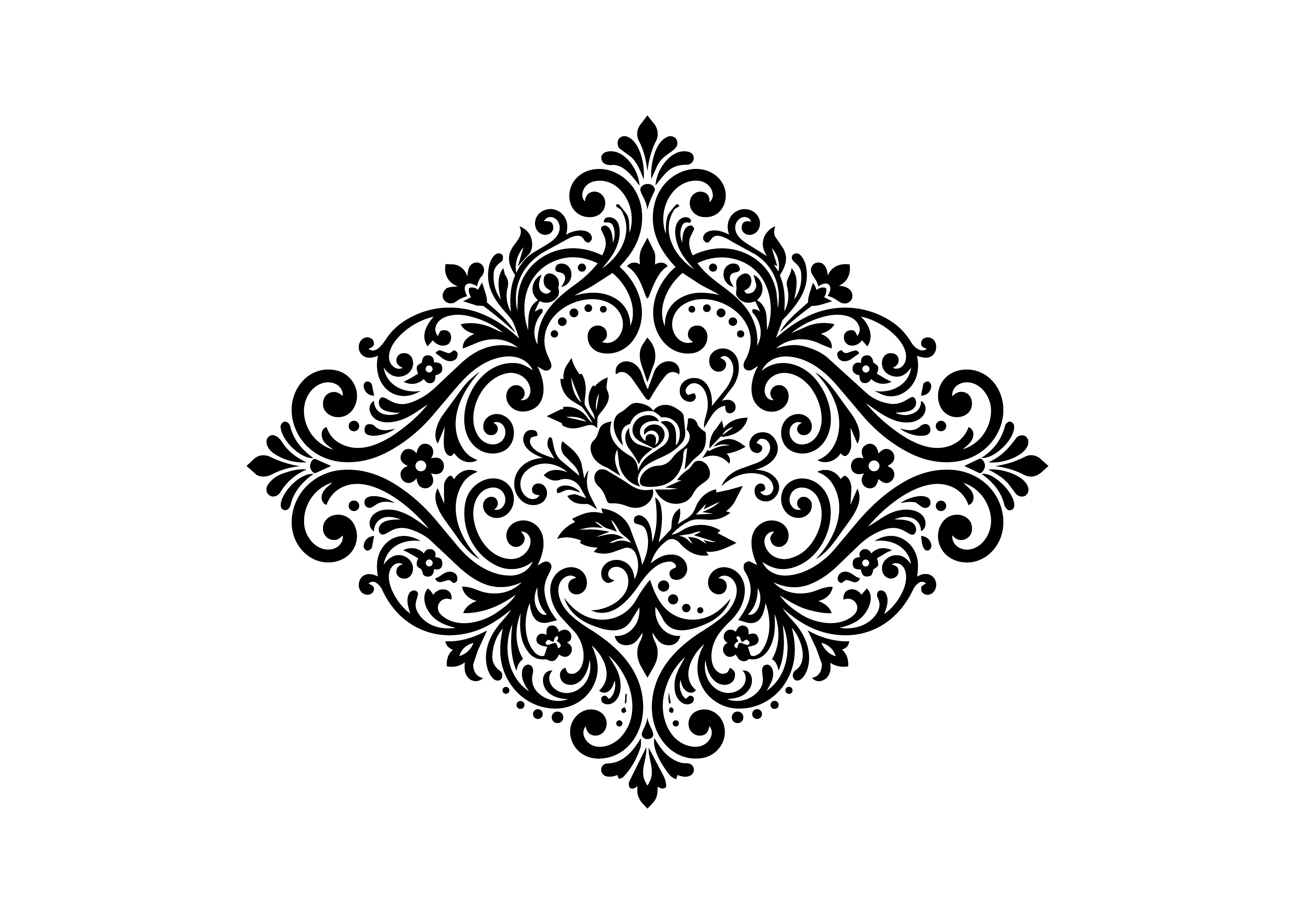 Royal Rose Filigree Ornament SVG