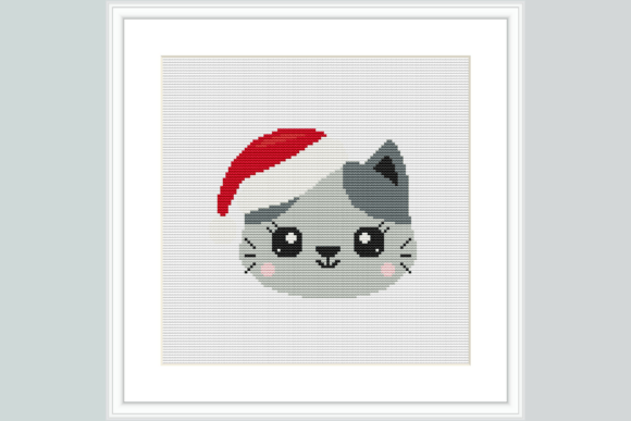 Santa Cat Cross Stitch Pattern