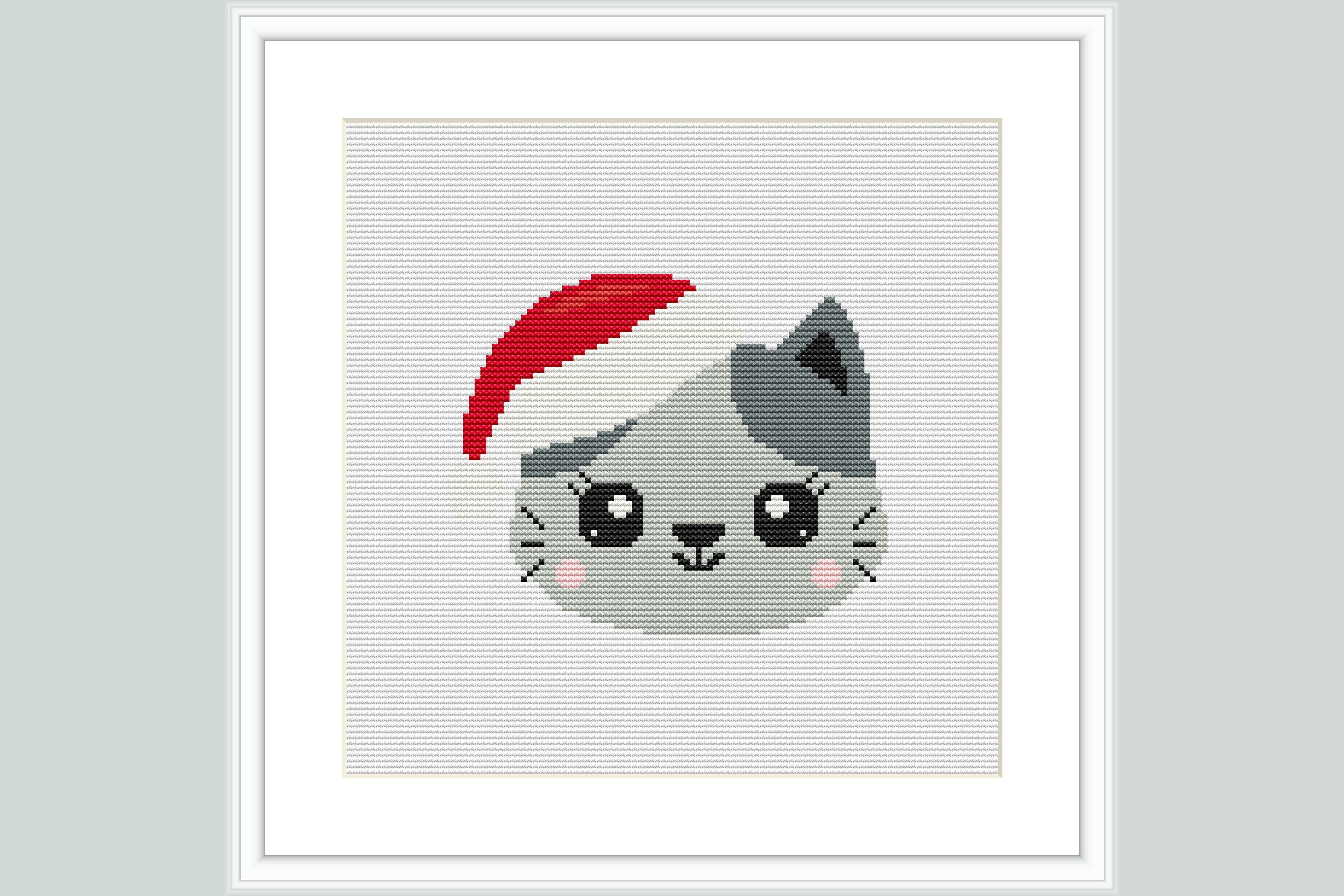 Santa Cat Cross Stitch Pattern