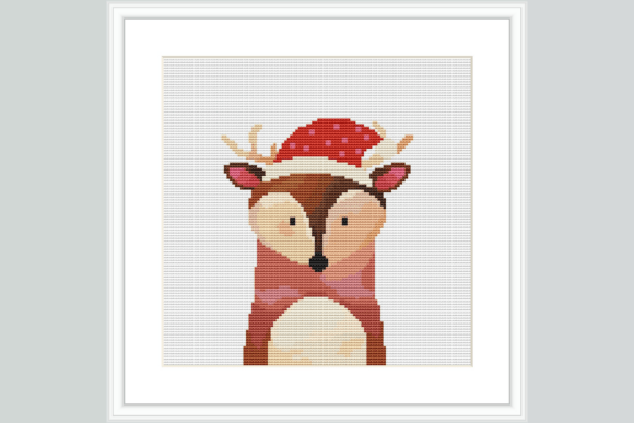Santa Deer Cross Stitch Pattern