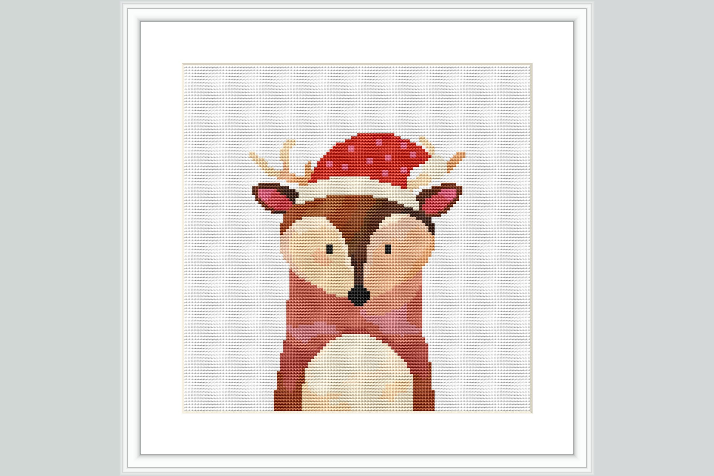 Santa Deer Cross Stitch Pattern