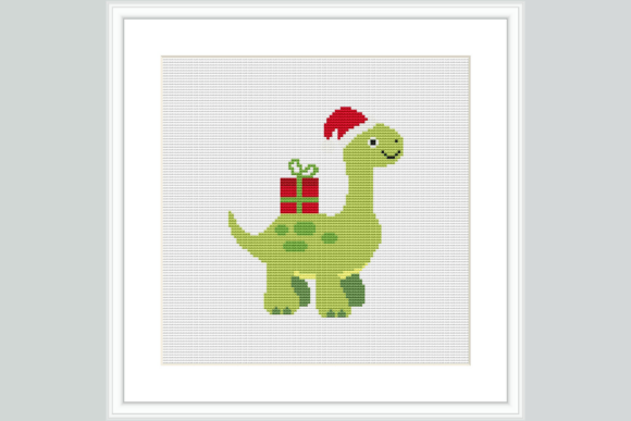 Santa Dino Cross Stitch Pattern