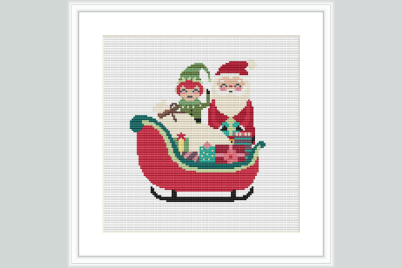 Santa Sleigh Cross Stitch Pattern