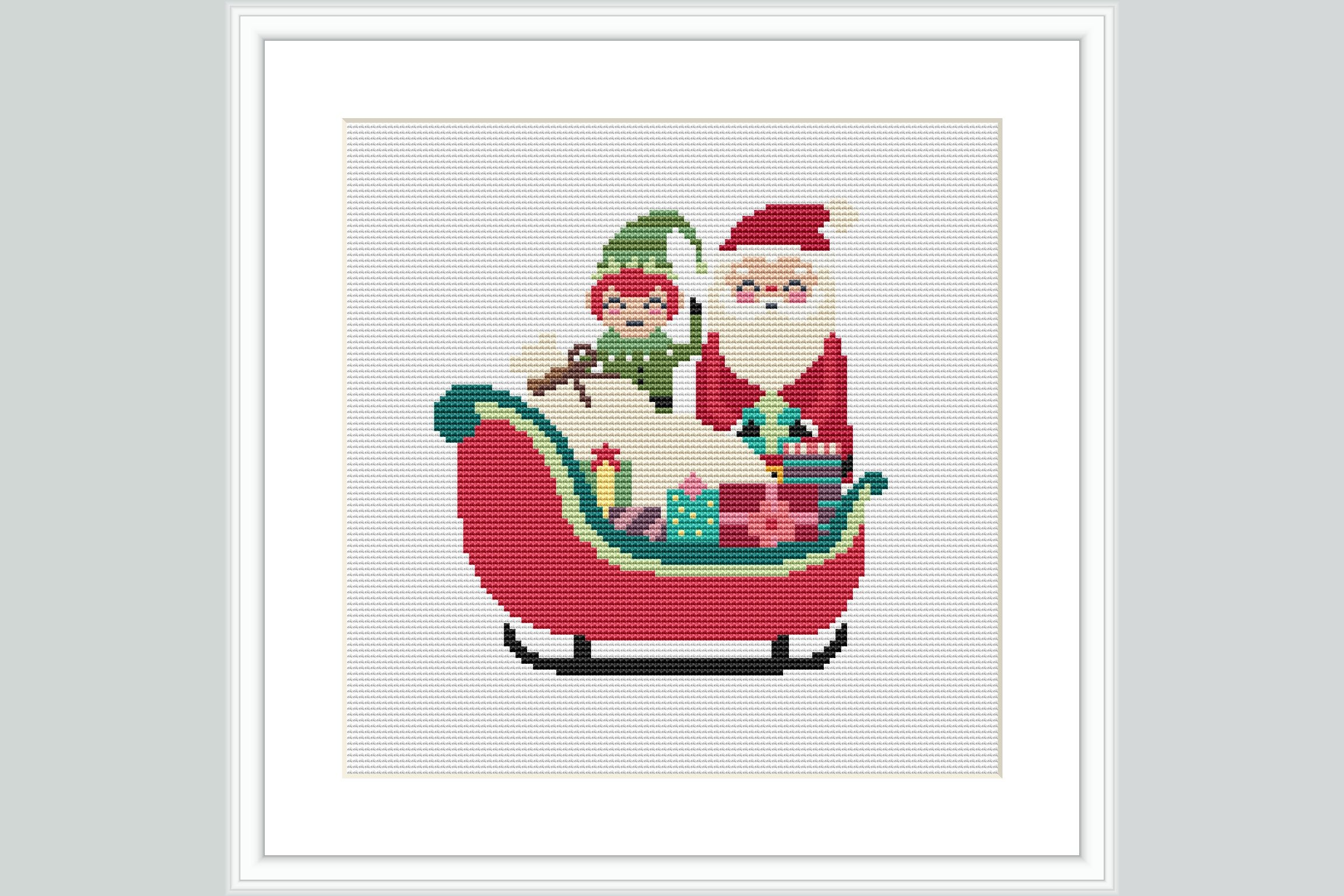 Santa Sleigh Cross Stitch Pattern