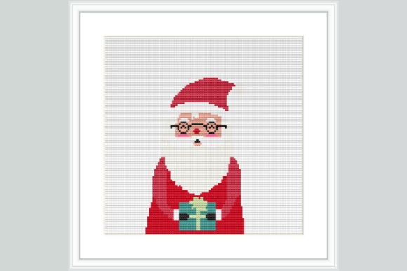 Santa with Glasses Cross Stitch Pattern