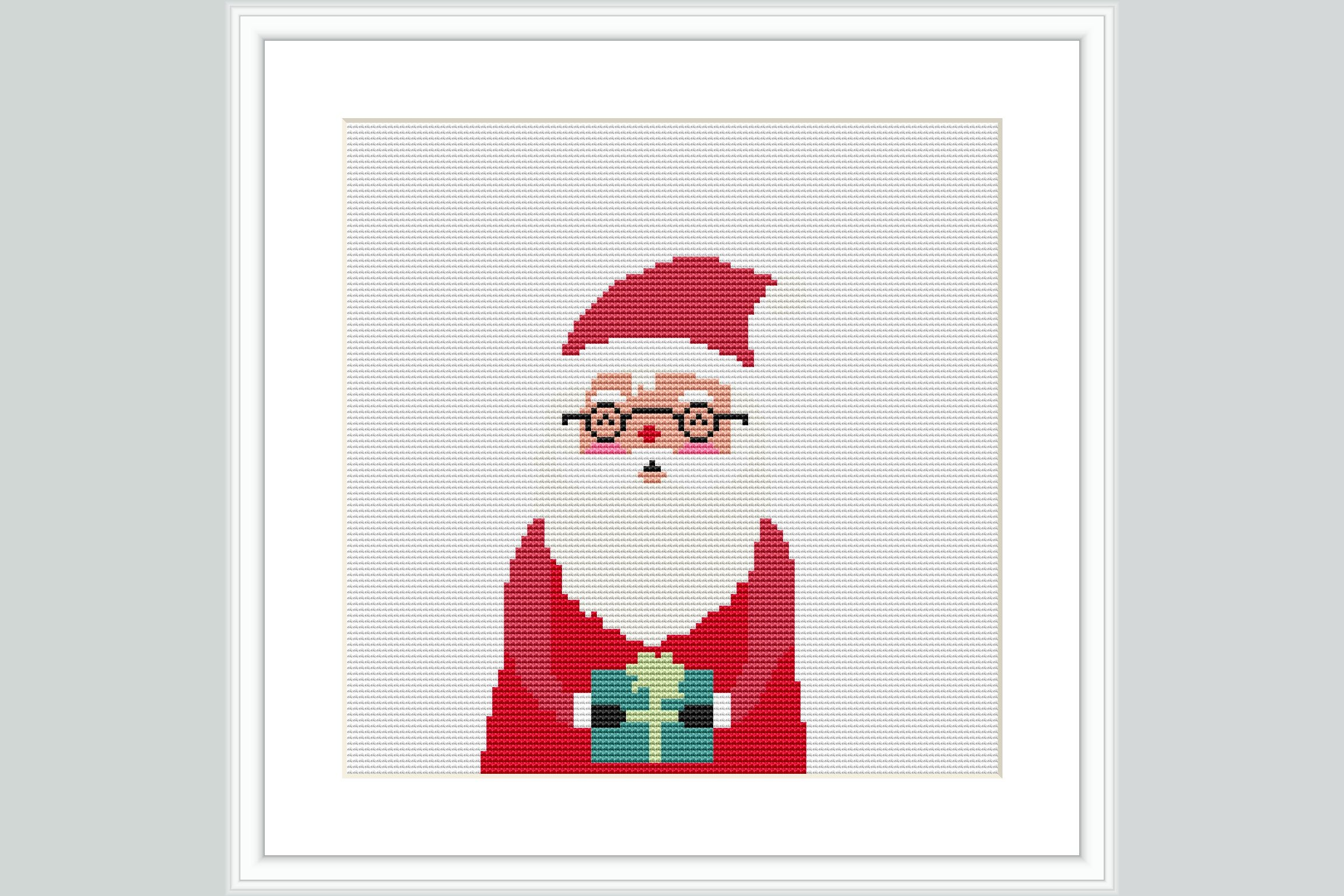 Santa with Glasses Cross Stitch Pattern