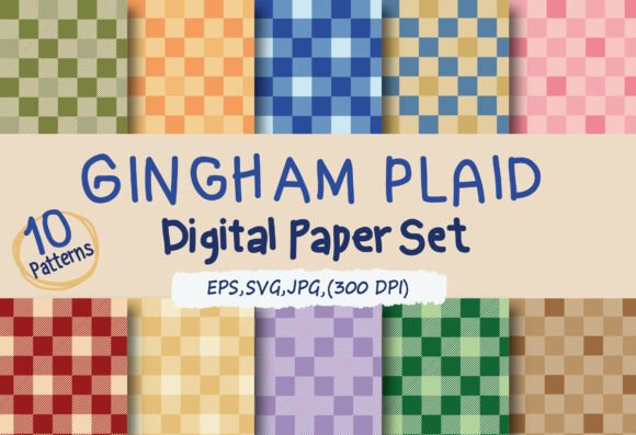 Seamless Gingham Plaid Digital Paper