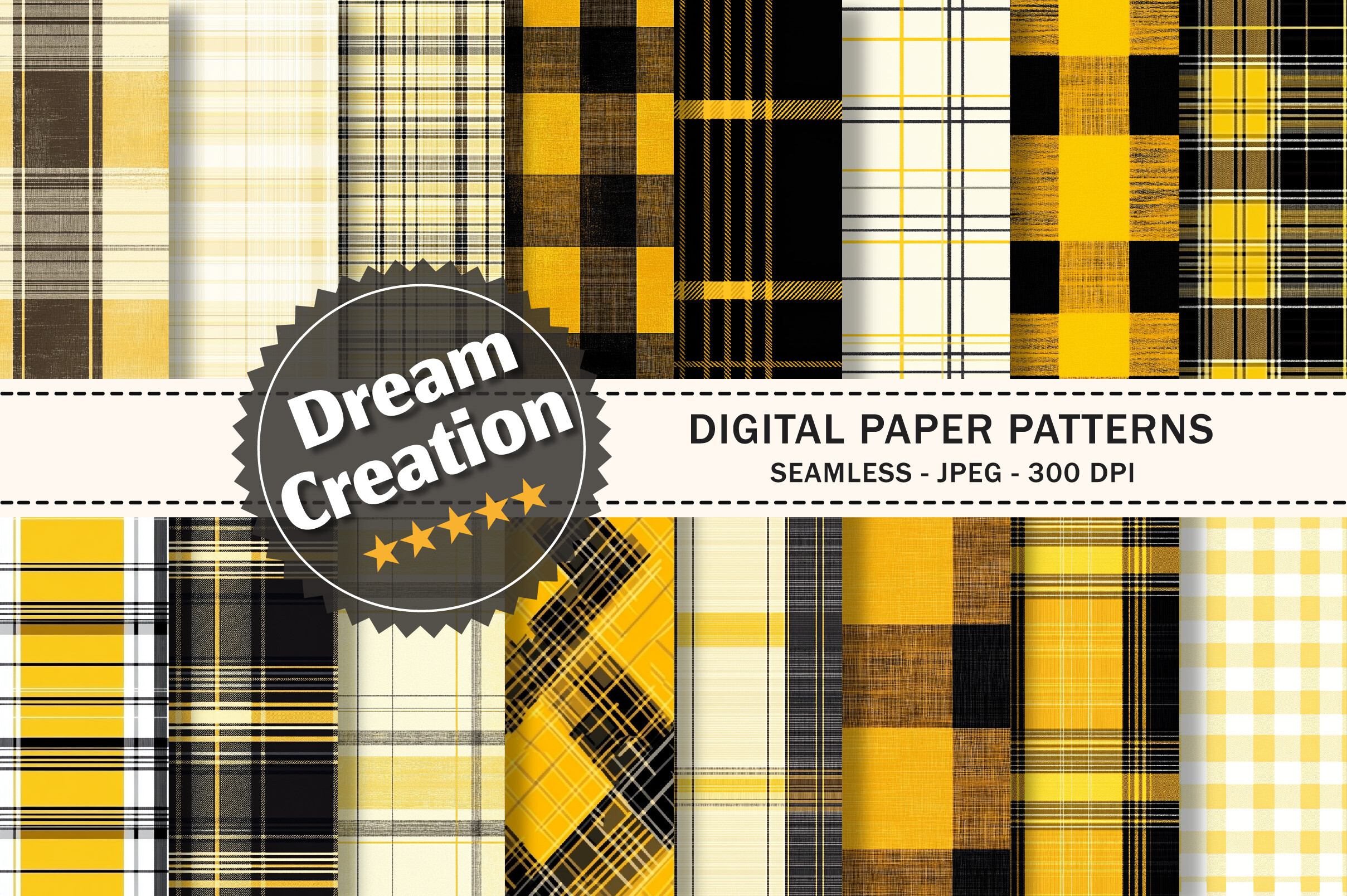 Seamless Yellow Plaid Pattern