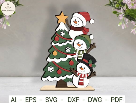 Snowman Christmas Tree Laser Cut File laser cut file