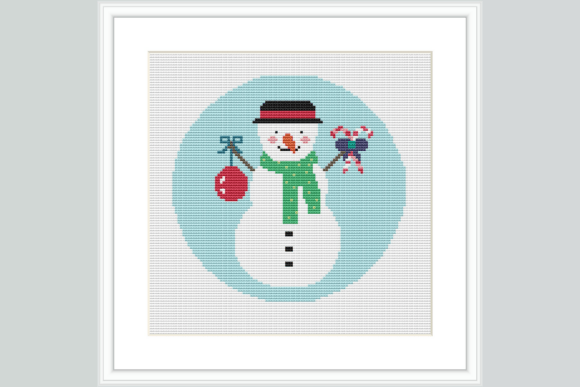 Snowman Wreath Cross Stitch Pattern
