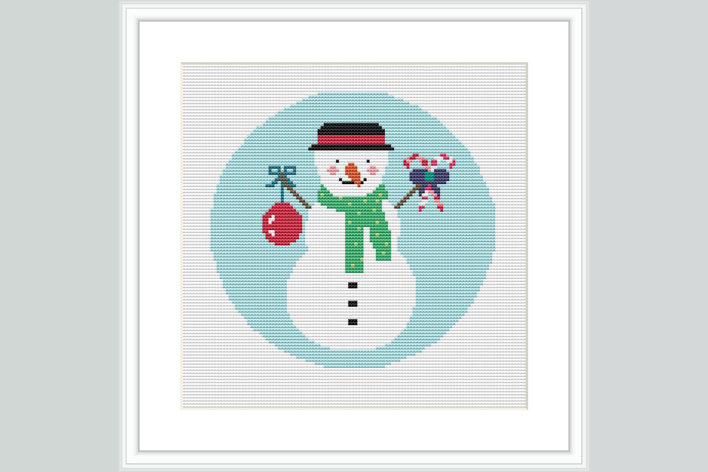 Snowman Wreath Cross Stitch Pattern