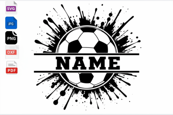 Soccer Ball Split Name Cut File for