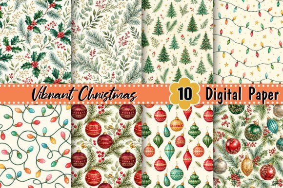 Vibrant Christmas Digital Paper