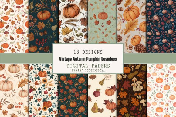 Vintage Autumn Pumpkin Seamless Pattern