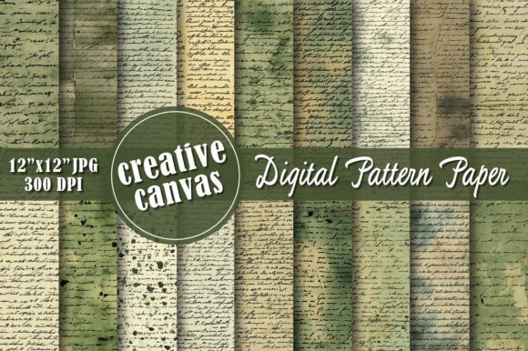 Vintage Green Handwritten Script Pattern