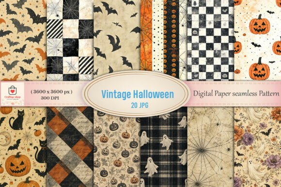 Vintage Halloween Digital Paper Bundle
