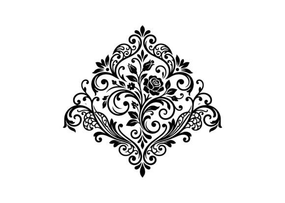 Vintage Rose Filigree Ornament SVG