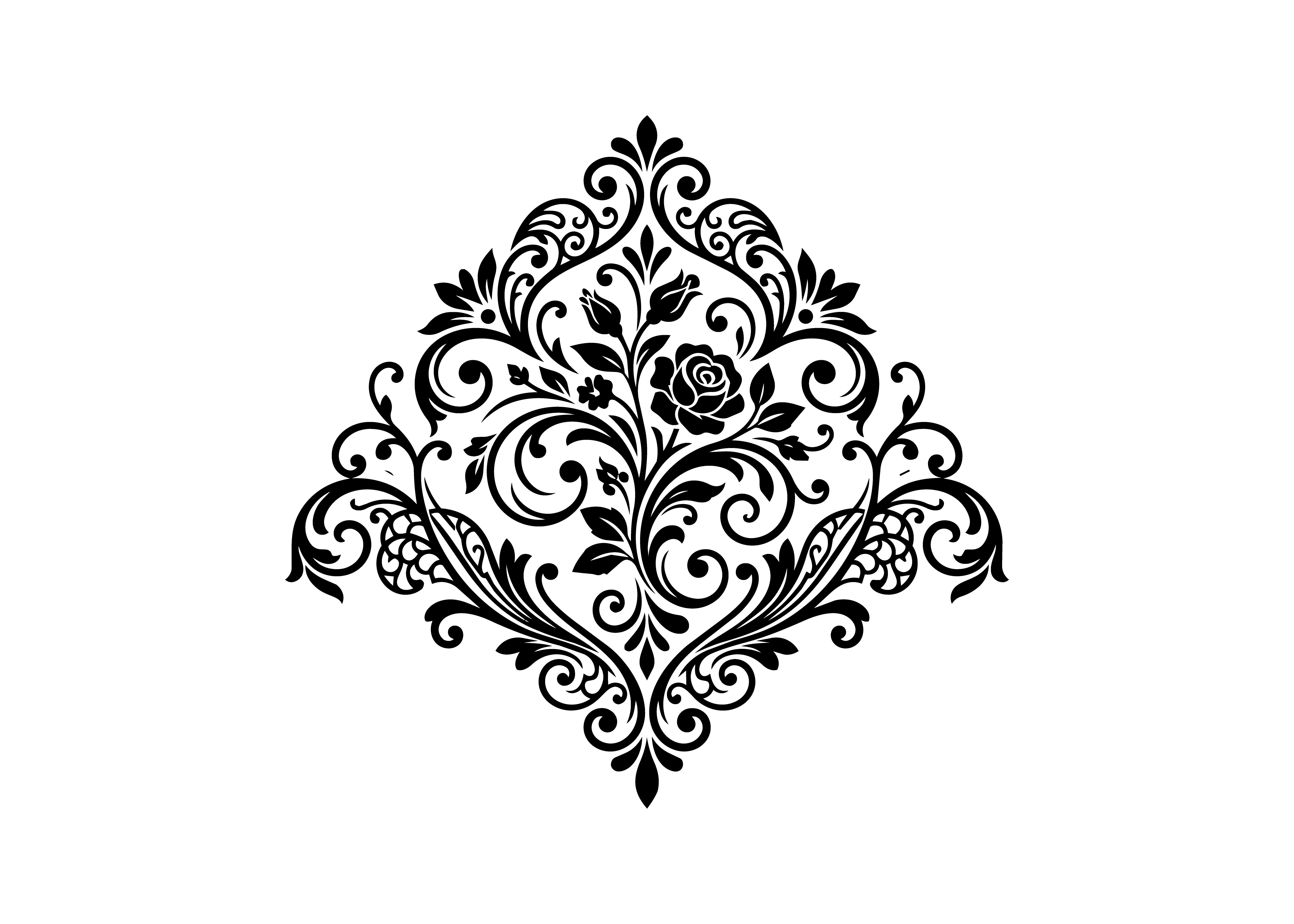 Vintage Rose Filigree Ornament SVG